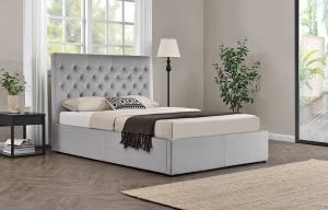 King Size Frabric Upholstered Bed Frame With High Headbroad For Bed Room