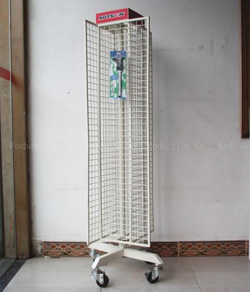 Quality Removale 1650mm High 600mm Long Rotating Display Rack White Wire for sale