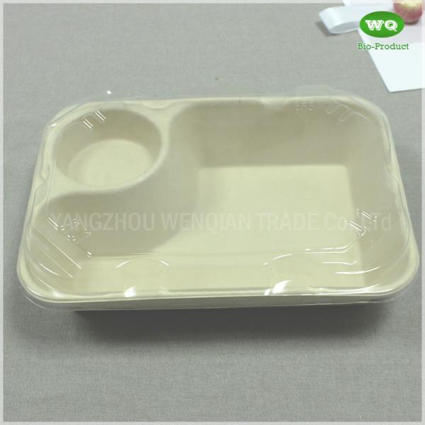 Biodegradable Unbleached 850ml Meal Box With Sauce Cup,Tree Free Sugarcane