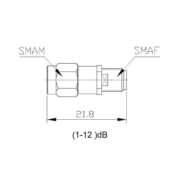 2 W Coaxial Fixed Attenuators DC-18 GHz Connector SMA