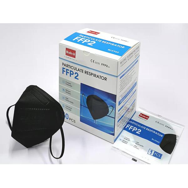 Anti Droplet Black FFP2 Filtration Mask With High Efficiency Meltblown Cloth