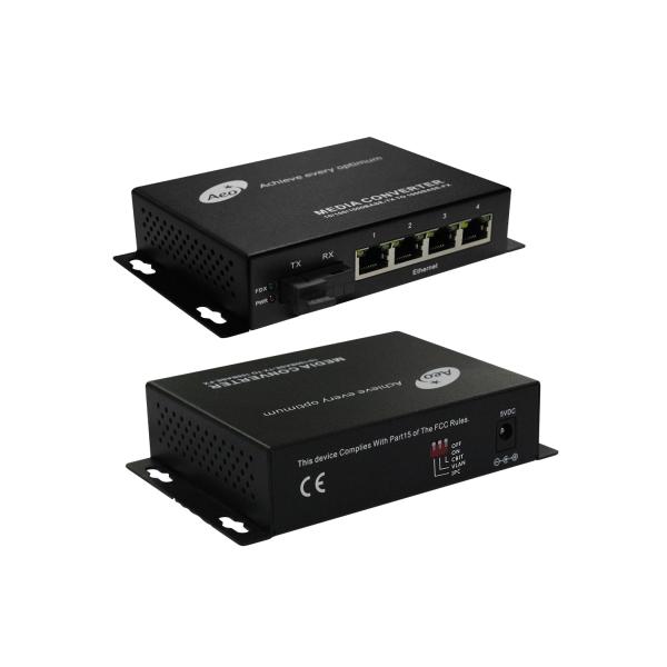 60km Optical To Ethernet Media Converter One Fiber Four POE