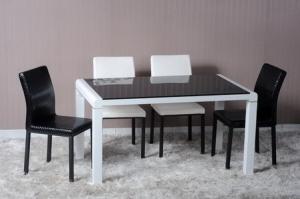 Modern Dining Room Furniture,White/Black Glossy Dining Table
