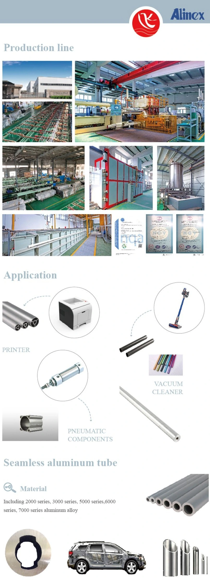 Customized Aluminum Seamless Tube Extruded Aluminum Profile Pipe Round