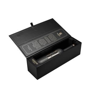 Buy cheap Customizable Magnetic Wine Boxes Black Wine Box With Ribbon Open product