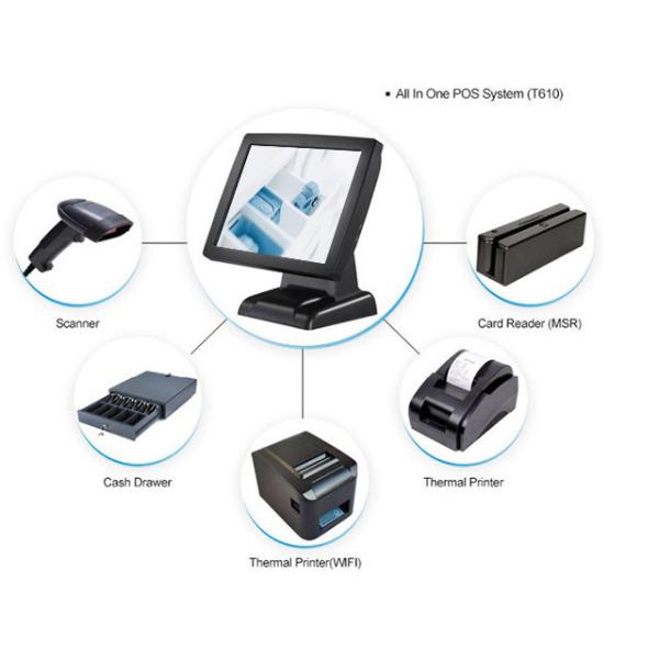 15" Industrial Grade A LED Point Of Sale Terminal Built - In VFD High Reliability