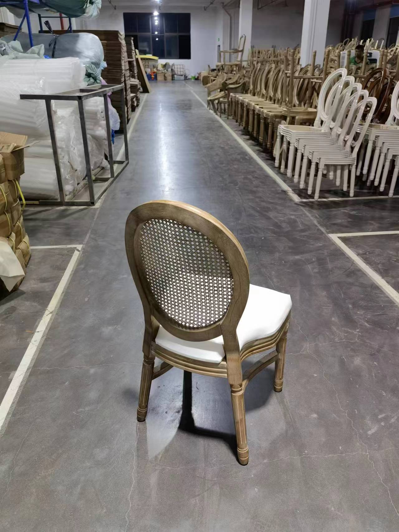 PU Leather Covered French Vintage Style Dining Chair with Stackable Design and Solid Wood