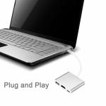Aluminum 3 in 1 USB C Hub Adapter to 4K USB 3.0 Thunderbolt 3 Port Type C Hub