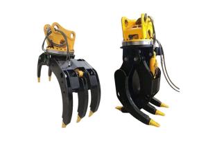 6-8T Excavator Attachments Hydraulic Grapple For Grabbing Log Stone
