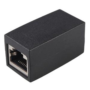 Rj45 Network Splitter Adapter 180 Degree Through RJ45 Female Adapter 8P8C Network Cable Extension Black