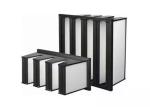 Compact Glass Fiber Plastic Frame V Bank Filter F6 4 Pack For Large Air Flow