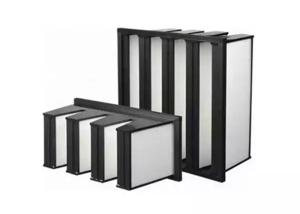 Compact Glass Fiber Plastic Frame V Bank Filter F6 4 Pack For Large Air Flow Systems