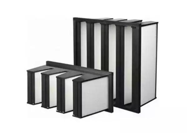 Compact Glass Fiber Plastic Frame V Bank Filter F6 4 Pack For Large Air Flow