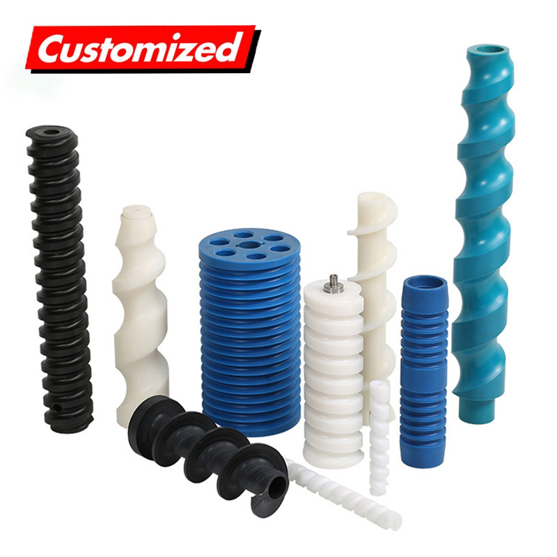Manufacture Custom Food Grade Conveyor Flexible Spiral Augers Upe Hdpe Pp Uhmwpe Pom Nylon Screw Plastic Auger Cnc Pars Machine Easy Operation Screw