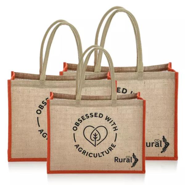 Quality 350GSM Jute Fabric Hemp Material Burlap Tote Bag Foldable for sale