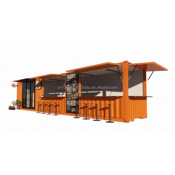 Street Pop-up Container Shop Prefabricated House Container Coffee Shop 40ft 20ft with Galvanized Steel Square Tubes