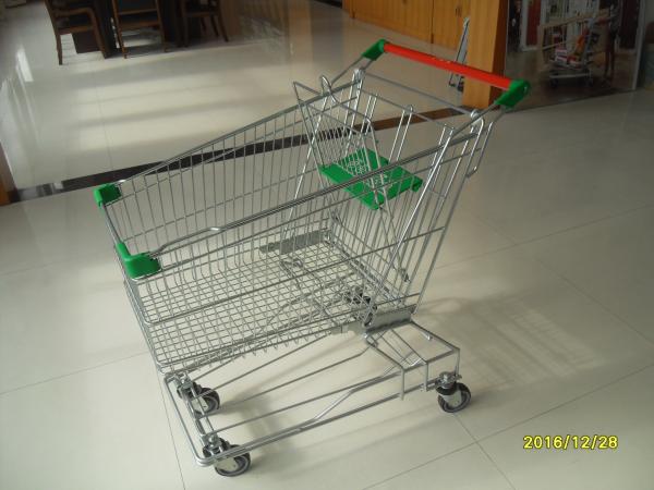 Quality Green 125L Wire Shopping Trolley Zinc Plated With Clear Powder Coating for sale