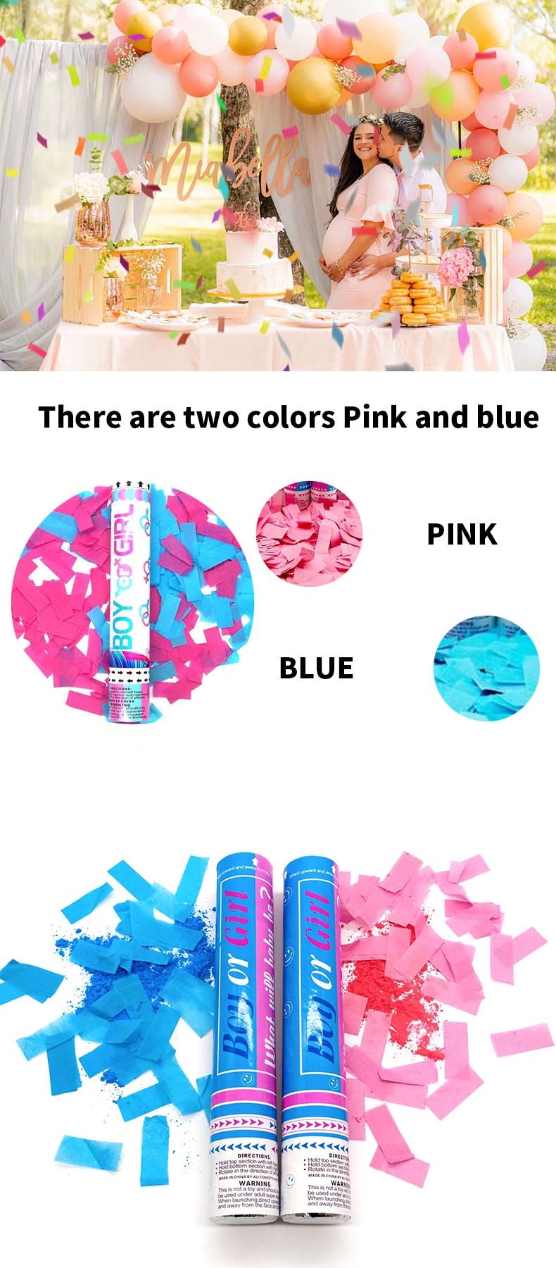 Blue and Pink Biodegradable Flameproof Party Confetti Popper Twist Style for Any Occasion