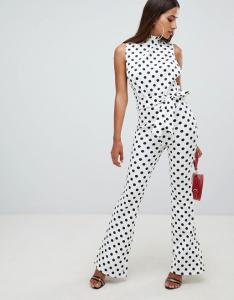 Buy cheap OEM high quality girls high neck jumpsuit in polka dot product