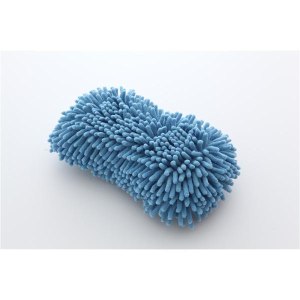 Blue color microfiber chenille car cleaning, house cleaning sponge applicator pad