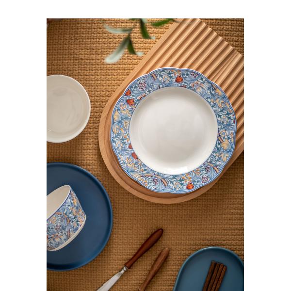 6-Person Bohemian Tableware Set With Ceramic Dinner Plates Bowls And Charger Plates