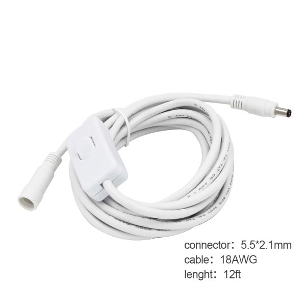 12V DC Extension Cable 5.5x2.5mm Male to Female with Switch 120cm
