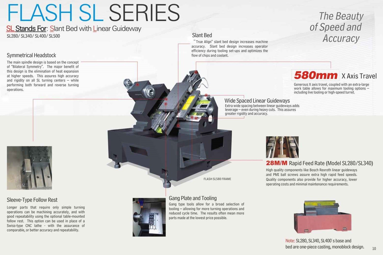 SL340 Horizontal CNC Turning Machine Gang Type Linear Guideway Slant Bed High Speed