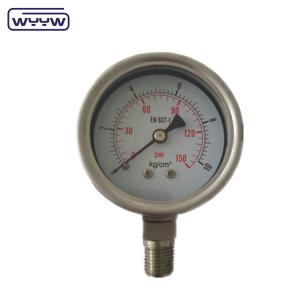 Back Glycerine Shock Resistant Hydraulic Jack Pressure Gauge Range Customized