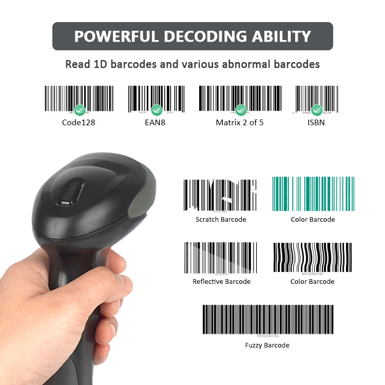 Handheld Bar Code Reader Automatic USB 1500 Point Wired Barcode Scanner