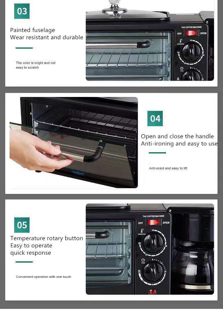 Multipurpose Oven/ Coffee / Frying Pan 3-in-1 Breakfast Maker Machine