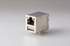 Female Modular RJ45 USB Connector ,    Panel Mount Ethernet Jack With Shield And Led