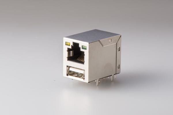Quality Female Modular RJ45 USB Connector ,    Panel Mount Ethernet Jack With Shield And Led for sale