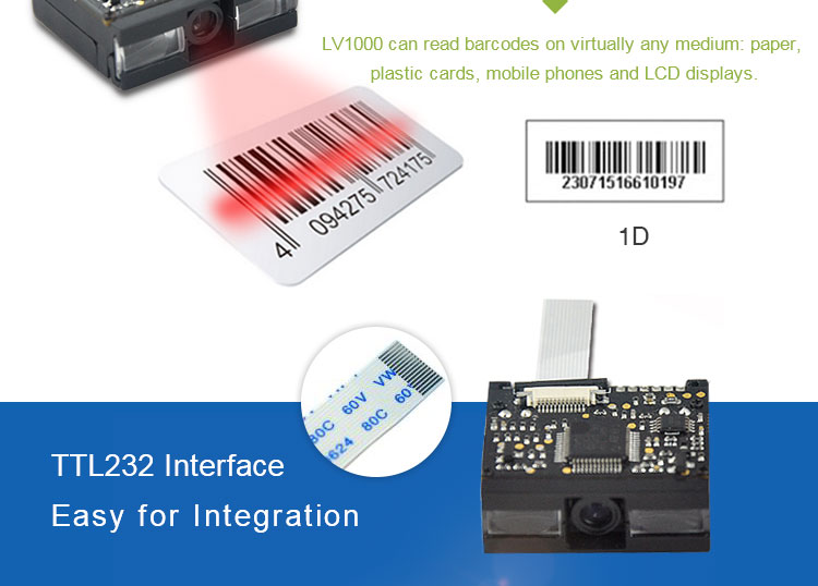 shenzhen rakinda mini barcode scanner module CCD Barcode reader 