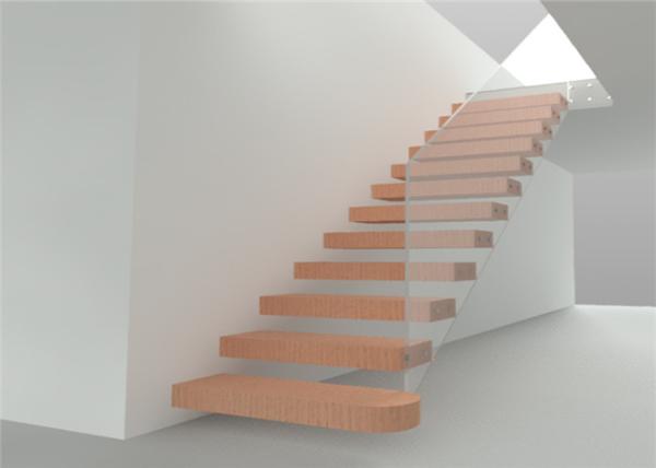 Quality DIY Prefabricated Steel Stringer Floating Steps Staircase With Wood Tread for sale