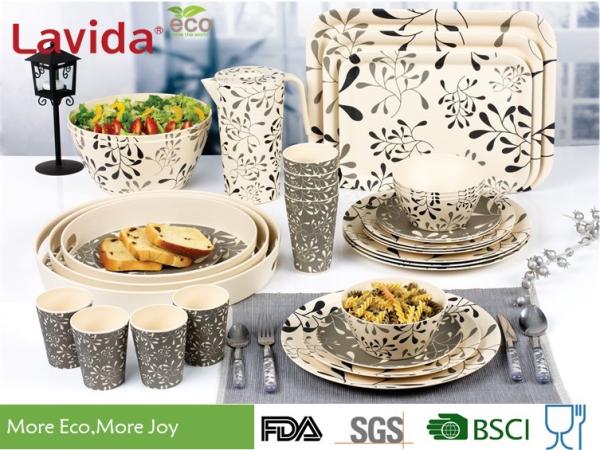 Quality Modern Pattern Reusable Bamboo Dinnerware Durable Non - Fragile Formaldehyde Free for sale