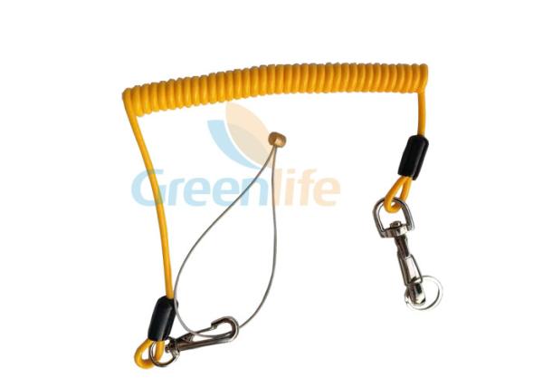 Quality Fall Protection Spiral Coiled Tool Leash High Security Snap Hook Cord Solid Yellow for sale