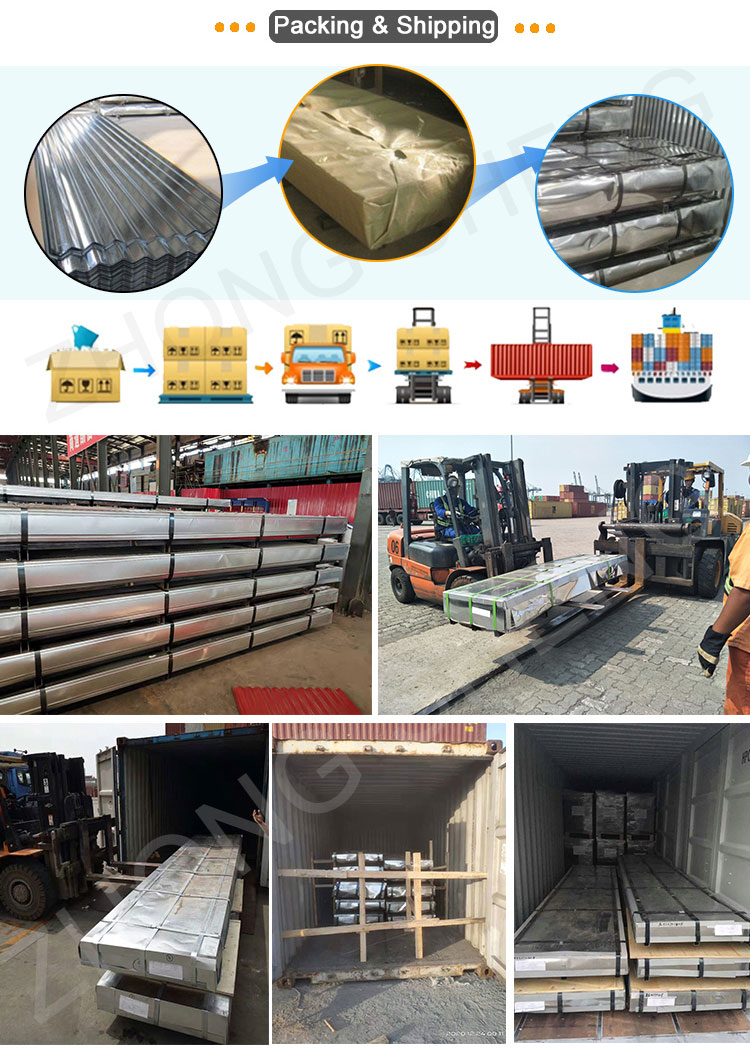 BS Standard Galvanized Coated Roofing Sheet Z61-Z90 G32 0.4mm 0.6mm 0.8mm Thickness for Coating Z61-Z90
