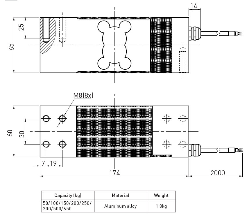 Aluminum One Point Scale Load Cell With High Capacity 50kg - 650kg