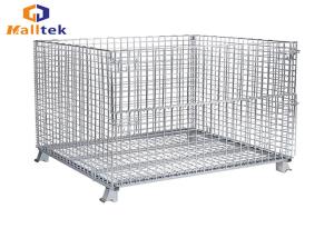 Folded Stacking Wire Mesh Storage Cages Collapsible Fireproof Steel Material