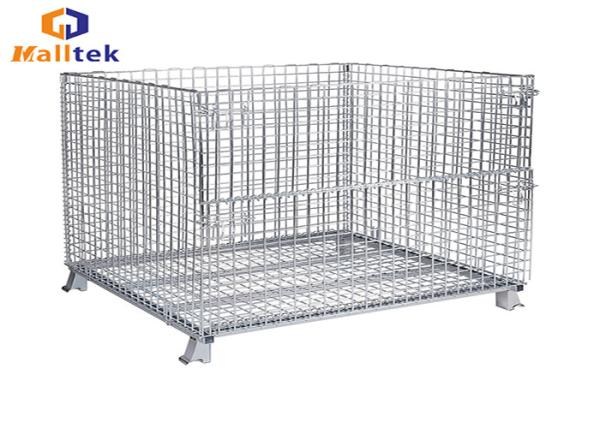Quality Folded Stacking Wire Mesh Storage Cages Collapsible Fireproof Steel Material for sale