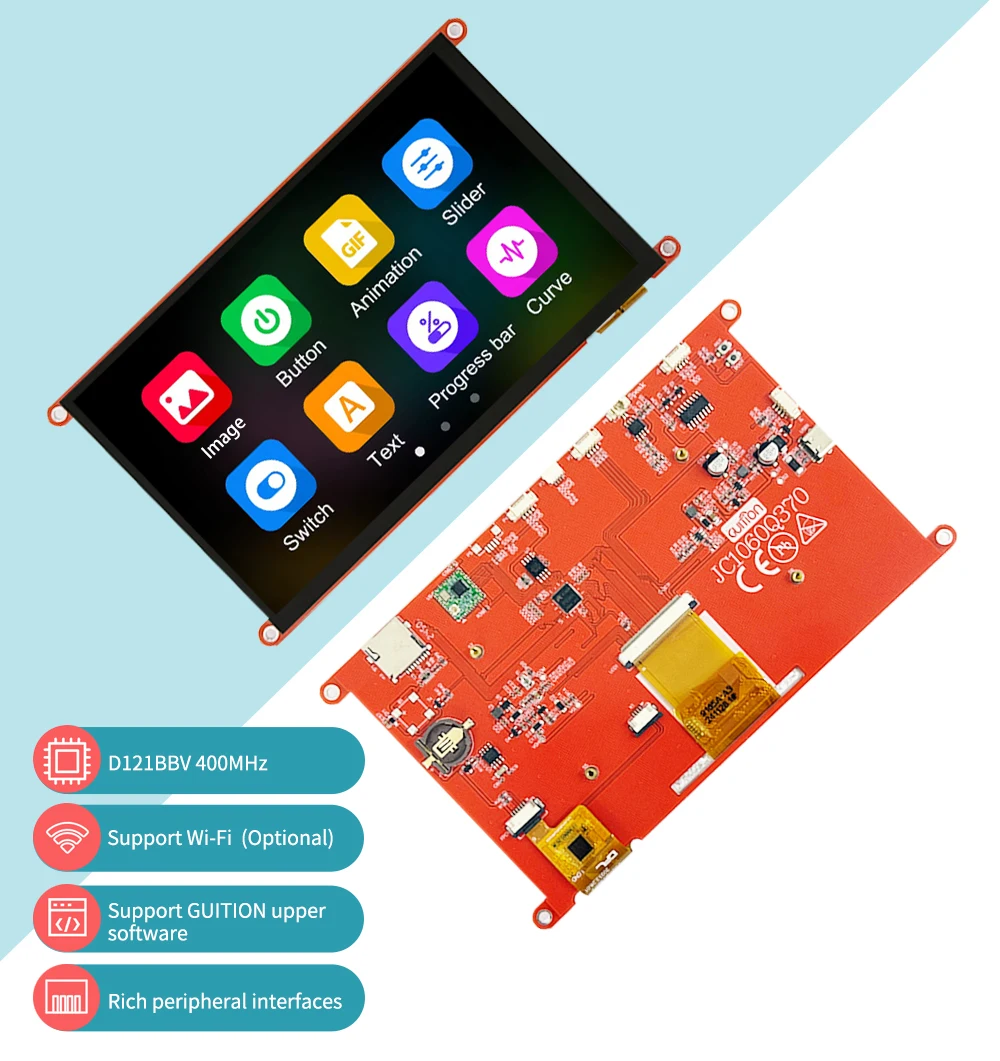 Resolution JC1060Q370C I ESP32 Display Module with ST7262 Display Driver and 1020*600 Pixel Resolution