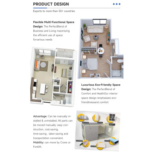 20Ft Ready Made 2 Bedroom Portable Prefabricated Expandable Container House for Office Building Structure and Efficiency