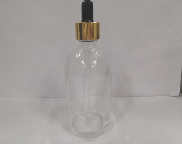 Quality 100ml Glass Cosmetic Dropper Bottles With Gold Shinny Collar Custom Painting And Printing for sale