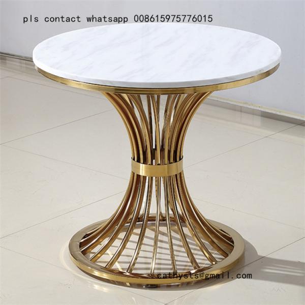 Quality Metal plated stainless steel marble table simple coffee round table for sale
