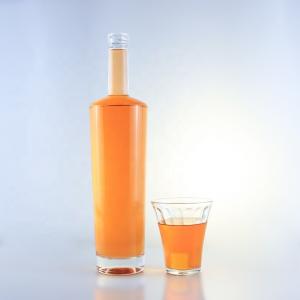 China 750ml Long Neck Flint Glass Bottle with Corks and Acid Etch Surface Handling on sale