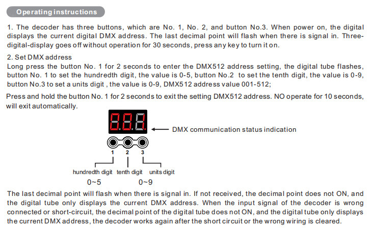 32 Channel Output Dmx512 Signal Decoder With 6 Color Changing Modes
