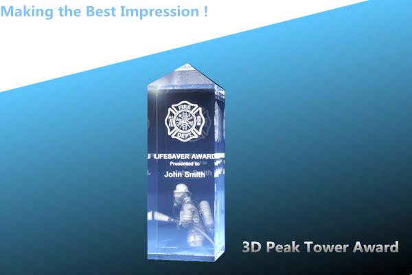 Quality 3D Peak Tower  Awards/3d laser tower crystal award/3d laser tower crystal trophy for sale