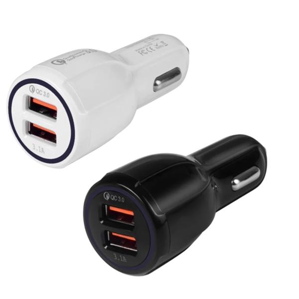 Fast Charging Dual Port Car Charger Adapter 3.1A QC3.0 27g