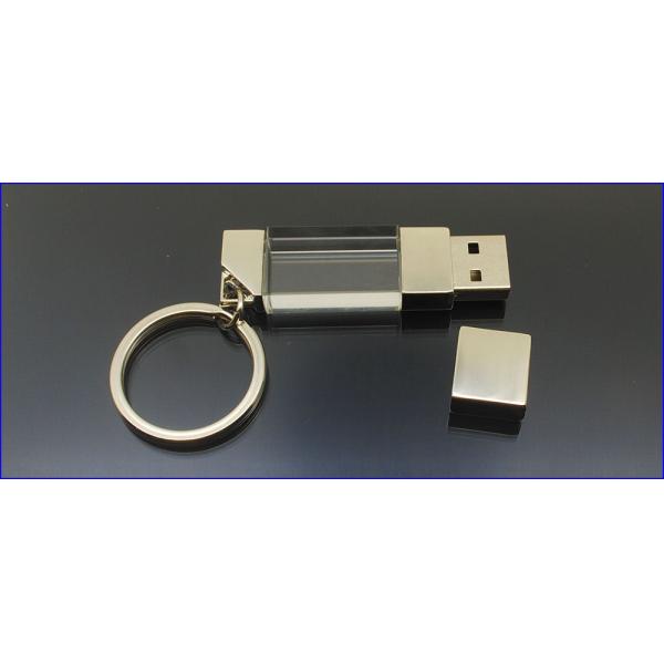 Mini Crystal 8GB USB Flash Memory Silver Metal Mounted Free Key Ring