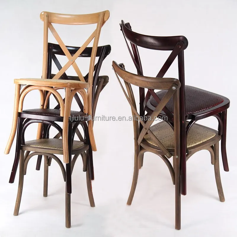 Restaurant and Hotel Solid Wood Woven Cross Back Chair in Modern Nordic Style for Wedding